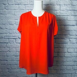 Pleione Women's Medium Red Blouse Polyester Split Neck Chiccore Workcore